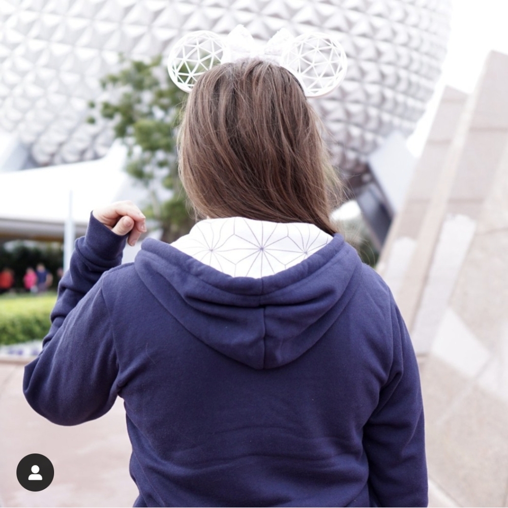 Disney World Epcot Navy Zip Up Hoodie Jacket